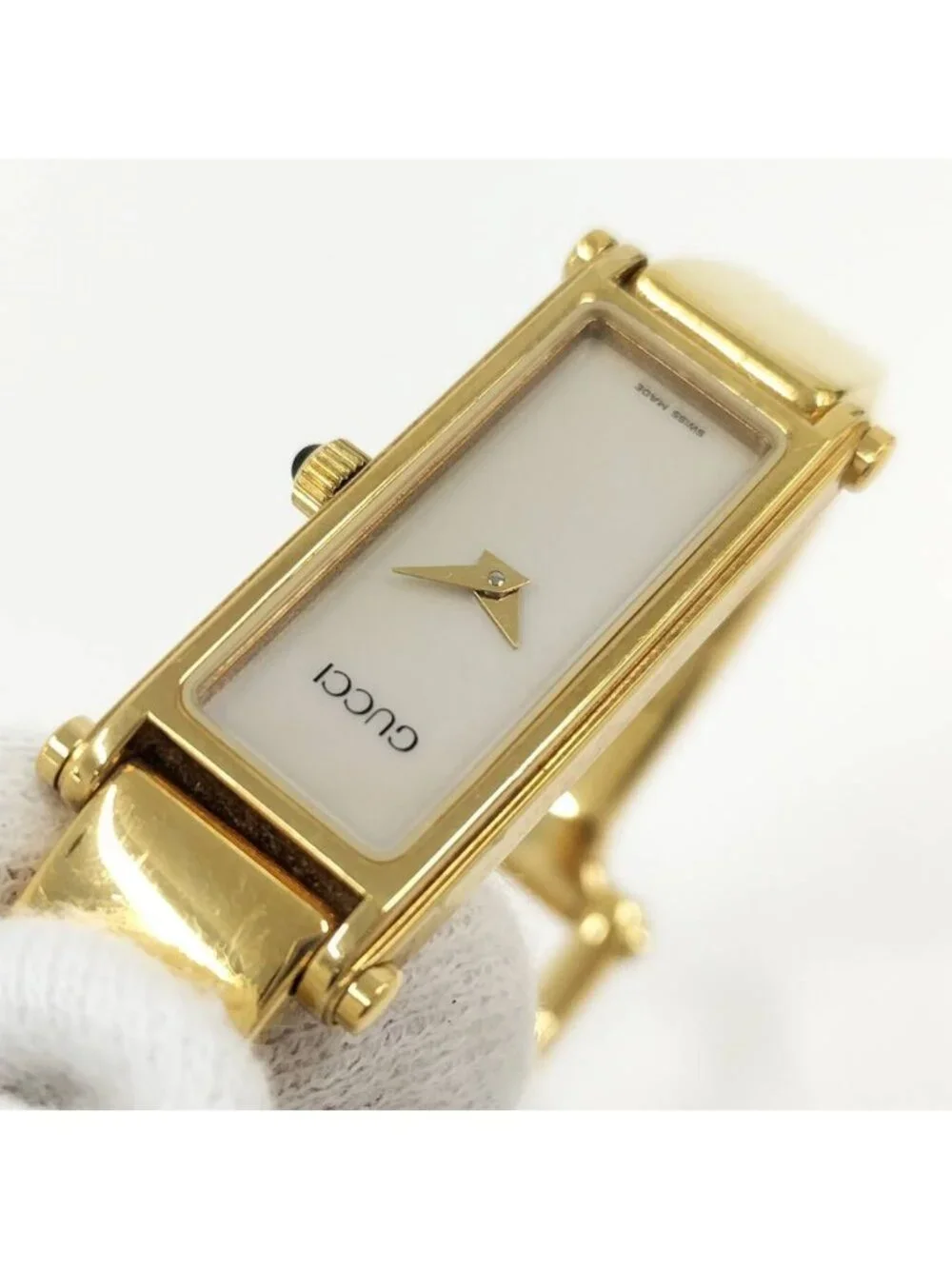 Gucci Bangle Watch Quartz SS Gold Shell